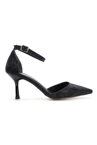 MFT AYAKKABI Black Ankle Strap Pointed Toe Evening and Event High Heel Shoes