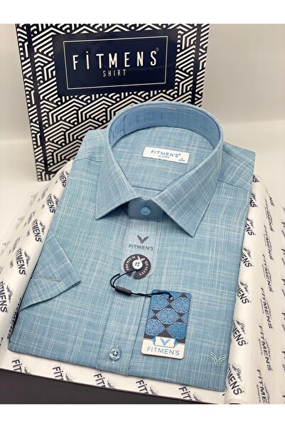 Fitmens Classic Short Sleeve Linen Collar Button down Comfortable Fabric Gift...