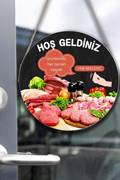 SHELİFE Staklena tablica za mesarsku radnju, dobrodošli znak, viseći ukras za...
