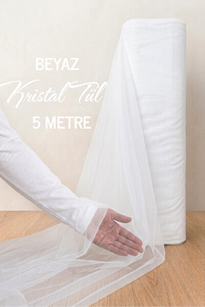 AZRA KINA Beyaz Süsleme Tülü, 5 METRE Nişan Tülü Bohça Tülü, Gelin Damat Düğü...