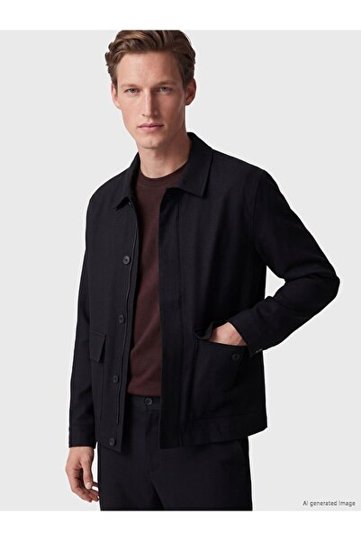 LC Waikiki Southblue Navy Blue Standard Fit Shirt Collar Men's Jacket