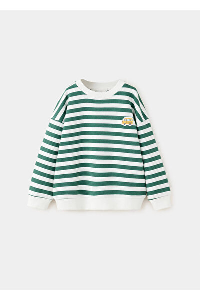 MANGO Baby Çizgili işlemeli pamuklu sweatshirt