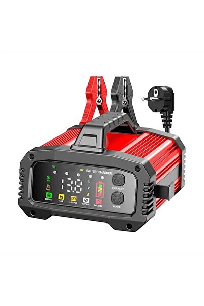 MOTOR10 Încărcător inteligent cu afișaj color pentru baterii auto și moto, 12V/24V, 220V, Roșu