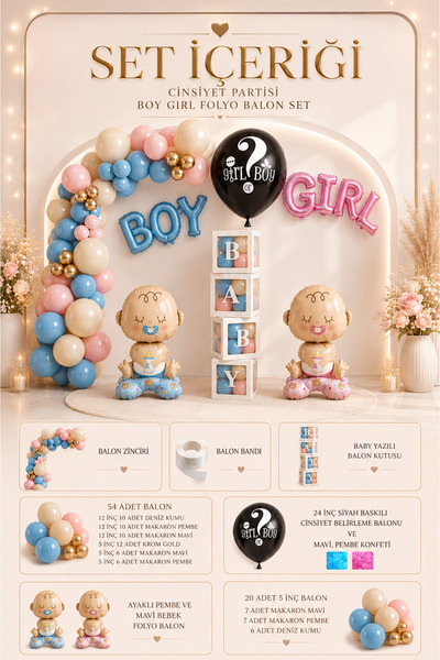 Doğasüs Boy or Girl cinsiyet belirleme balon seti baby kutulu