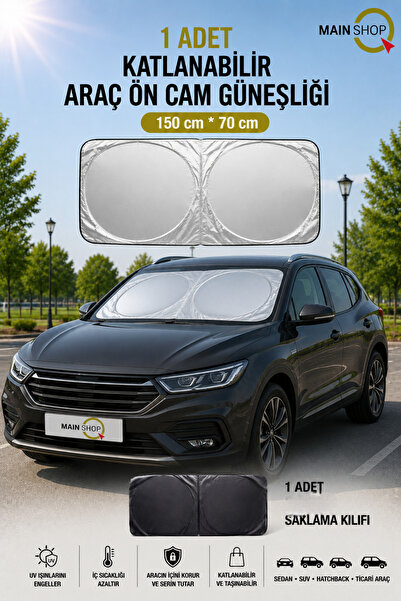 MAİN SHOP Hatchback Compatible Foldable Car Windshield Sunshade 150X70 cm - w...