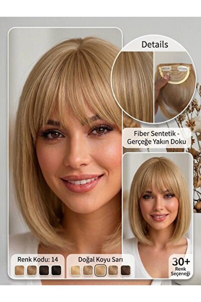 Suzan Peruk İnce Perçem ön Kahkül fiber saç-Tak çıkart çıtçıtlı Perçem