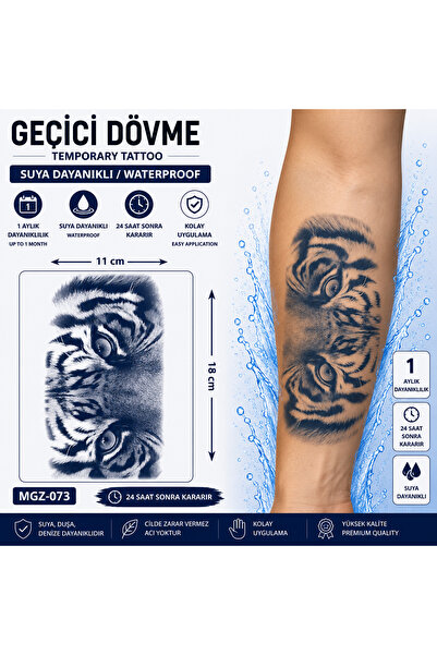 medink tattoo 1 Ay Kalıcı Sonradan Kararan 11X 18 cm Kaplan göz model geçici ...