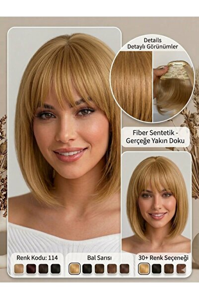 Suzan Peruk İnce Perçem ön Kahkül fiber saç-Tak çıkart çıtçıtlı Perçem