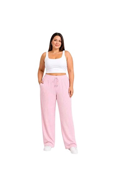 Barinoska Women's Oversized Wrinkled Palazzo Trousers with Elastic Waist and ...