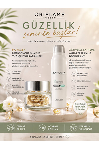 Oriflame Activelle deodorant, novage yağ kapsülü