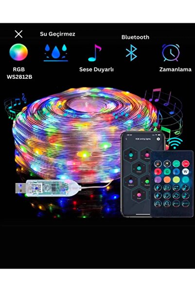 AGUILAS 10 Metre Bluetooth Telefon Kontrollü Smart Şerit Led Sese Duyarlı Kum...