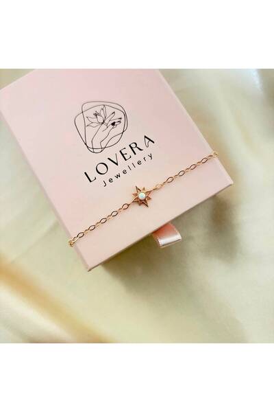 Lovera Jewellery 925 Ayar Gümüş Sertifikalı Rose Renk Beyaz Opal Taşlı Sirius...