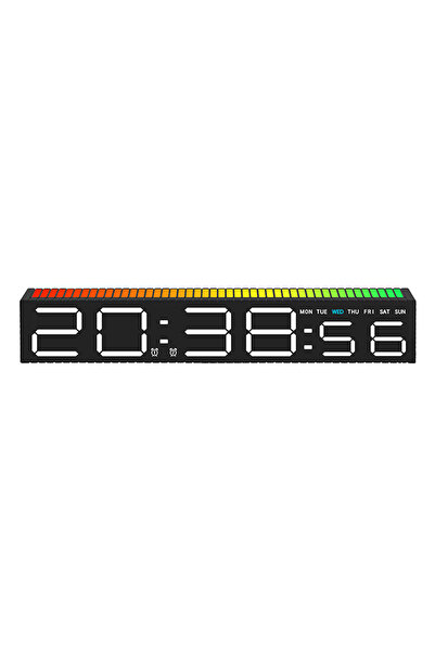 Choice7 ساعة منبه رقمية LED طراز 6673BKW مع شريط إضاءة ملون يتفاعل مع إيقاع ا...
