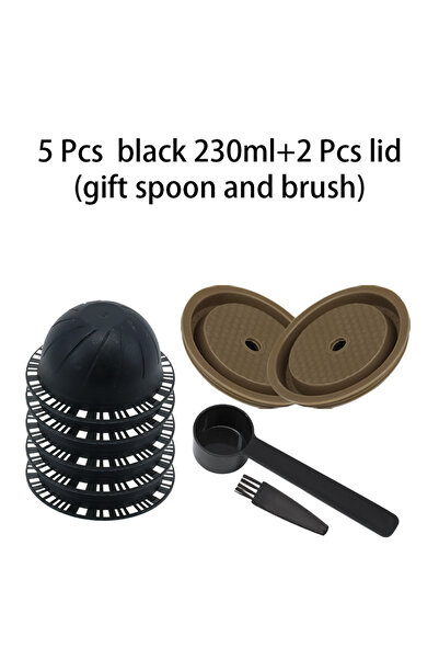 Choice 5pcs black-230ml 150ml/230ml Reusable Coffee Capsule Set, Refillable F...