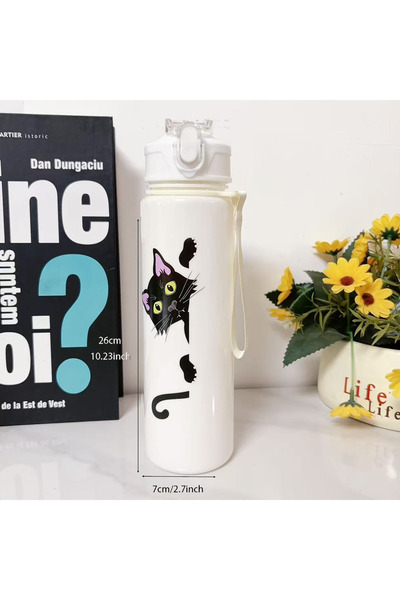 Choice 0.75L D 750ml Black Cat Cartoon Water Bottle BPA-Free Outdoor Travel H...