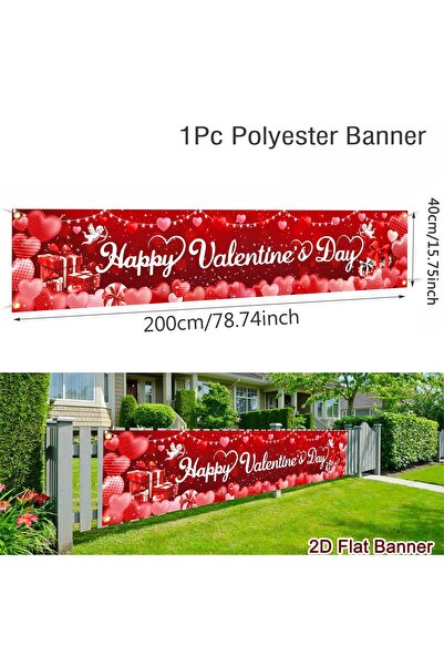 Choice1 Style-03 Valentine's Day Outdoor Love Heart Background Decor Banner f...