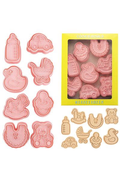 Choice 8PCS-Baby A 8 Pcs Baby Shower Cookie Cutters Set 3D Cookie Stamps for ...
