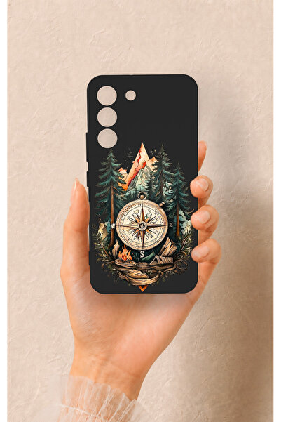 Vip Case Samsung S22 Uyumlu Pusula Orman Desenli Silikon Kılıf