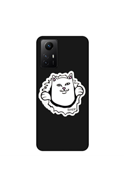 Other Xiaomi Redmi Note 12s White cat Black Colored Silicone TPU Θήκη