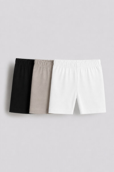 Brix Girl's 3-Piece Short Tights Black / White / Mink