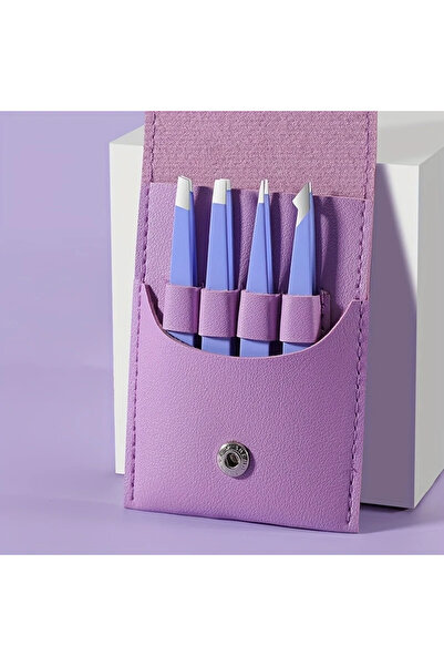 Choice7 Purple 4 pcs Eyebrow clip small tweezers for removing facial hair - P...