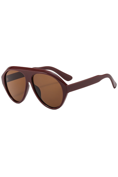 Choice13 red brown Vintage Oversized Flat Top Oval Sunglasses Women Brand Des...