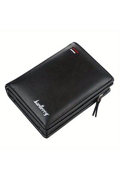 choice2 black New Men PU Leather Short Wallet with Zipper Coin Pocket Vintage...