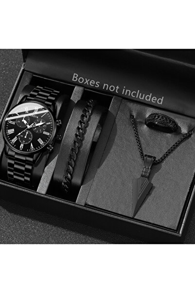 Choice1 black 4PCS Black Men's Watch Set Business Trend Fashion Roman Digital...