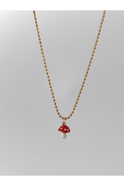 Hoop jewelery Steel Ball Chain Mushroom Necklace