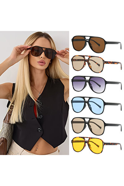Choice1 6 قطع نظارات شمسية مربعة أنيقة كلاسيكية للنساء والرجال باللون الأسود ...