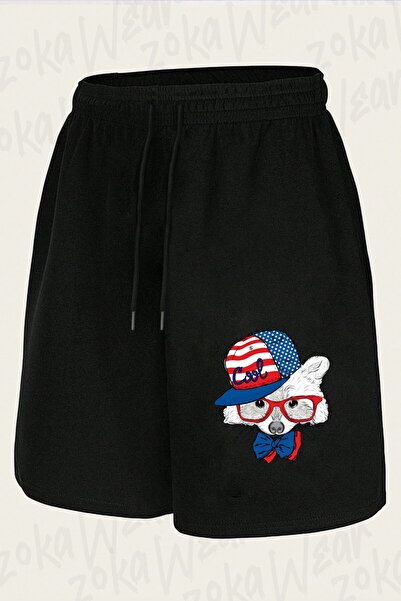 ZOKAWEAR شورت مطبوع بتصميم أمريكي رائع للجنسين من Cool Fox