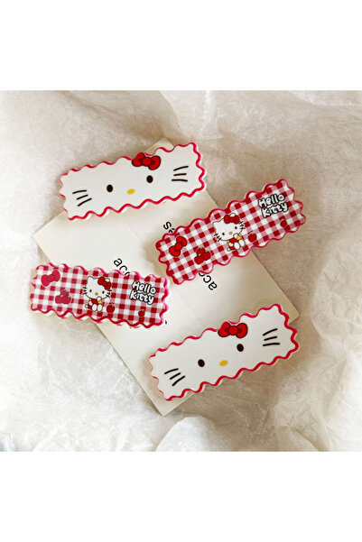 Choice 4pcs 4pcs Sanrio Hello Kitty Hair Clip Cute Cartoon Pink Hairpin Girls...