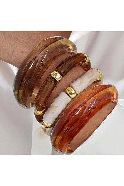 Choice3 AYA6672701 4pcs Vintage Stackable Resin Acrylic Bracelets for Women B...