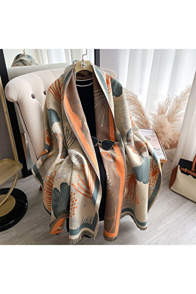 Choice Khaki 2025 Winter New Luxury Women's Two-Sided Faux Cashmere Floral Pr...