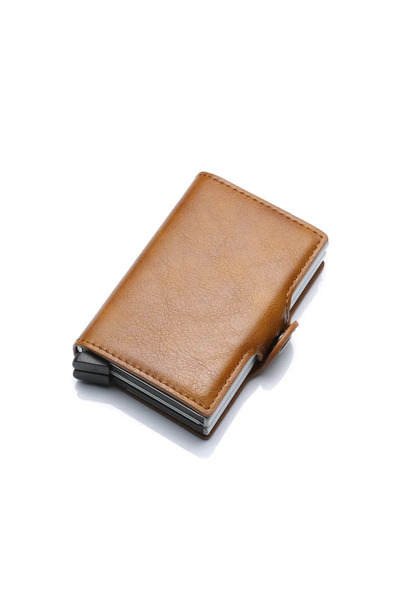 choice2 Brown Rfid Men Card Wallets Carbon Fiber Slim Mini Wallet 14 Card Hol...