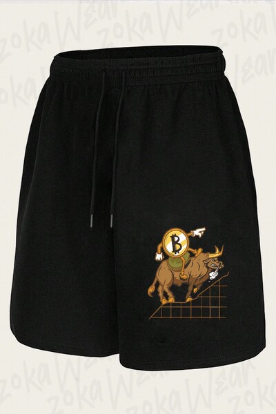 ZOKAWEAR شورت مطبوع بتصميم Boga Bitcoin للجنسين