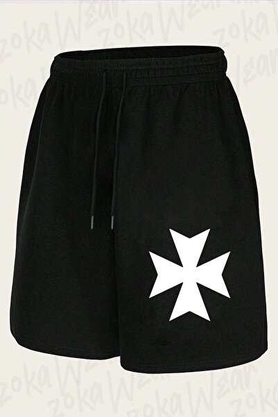 ZOKAWEAR Unisex Μαύρο σορτς με στάμπα σχεδίου Black Templars