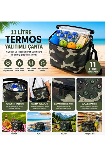 Vip Home Concept Termos Çanta Termal El Çantası Buzluk Piknik Çantası 11 LT S...