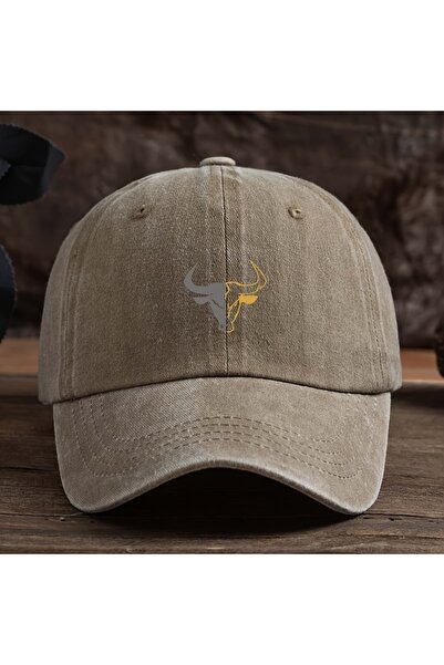 choice2 Adjustable Khaki Fashionable Bull Head Printed Baseball Hat Multi fun...