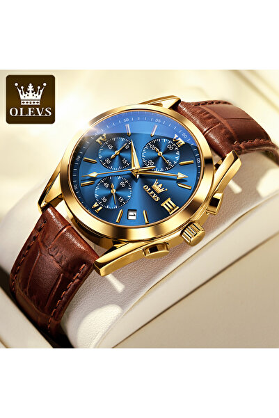 Choice5 Yes Gold Blue OLEVS 2872 Mens Watch Fashion Casual Original Wristwtac...