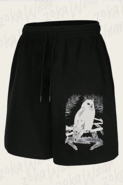 ZOKAWEAR شورت مطبوع بتصميم Baykuş v2 للجنسين