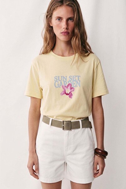 Shopping Shop Sunset Garden Patterned T-Shirt Yellow