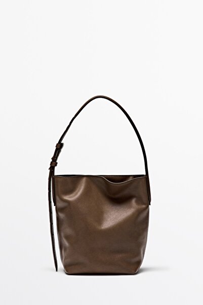 Massimo Dutti Napa deri mini bucket çanta
