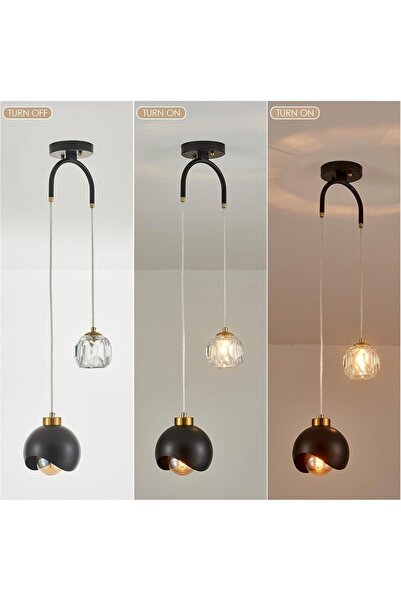 YESMAX Modern Pendant Light with Crystal Accent, Black Pendant Light Hallway,...