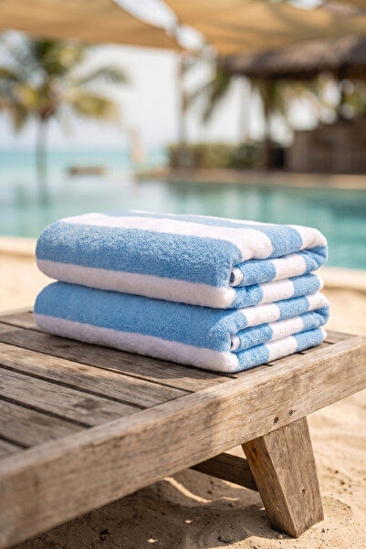 XJIM 2-Pack 100% Cotton Large Size Soft Quick-Drying Striped Beach Bath Towel...