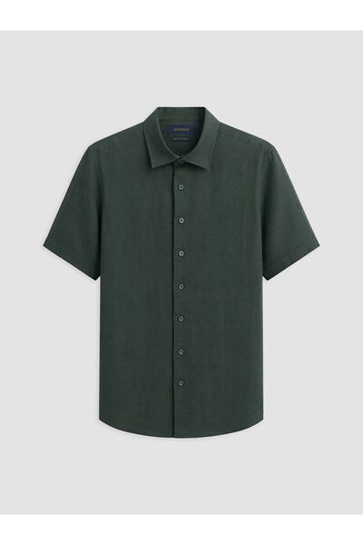 LC Waikiki Southblue Khaki Regular Fit 100% Linen Men's Shirt