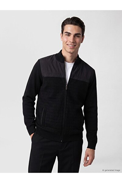 LC Waikiki Lcwaikiki Classic Black Regular Fit Stand Collar Men's Knitwear Ca...