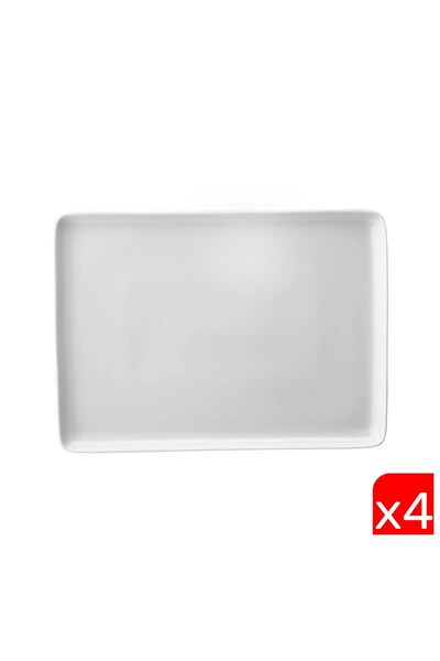 Kütahya Porselen Rectangular Plate 18X13Cm Off-White Set of 4 Tan18X13Du00