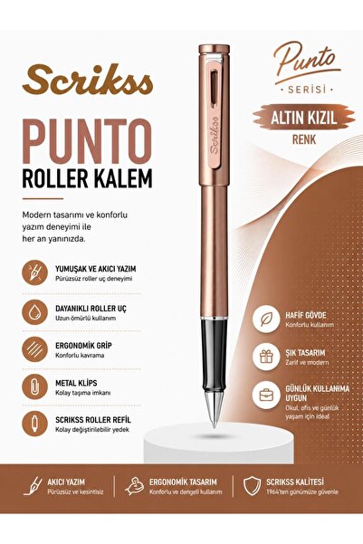 Scrikss Punto Roller Kalem Metalik Kızıl Altın