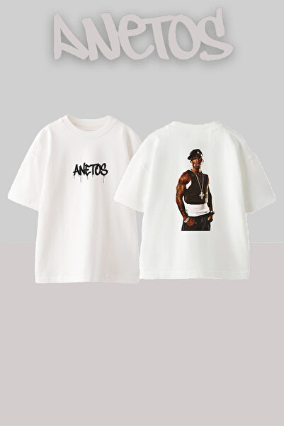 Anetos 50 Cent_65 Dizajn Tiskana Oversize Bela Majica